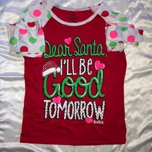 Red and white Christmas PJ top